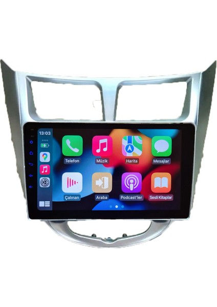 Hyundai Accent Blue 2011-2020 Android Kablosuz Carplay Navigasyon Multimedya 9 Inch Ekran 4G Ram + 32GB Hafıza Çerçeveli ve arka görüş kameralı