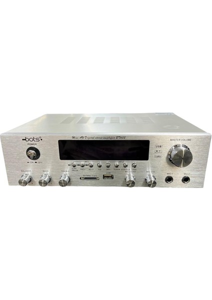 BT-602 80 Watt 2 Bölge 220V Silver Stereo Amfi Sd ve USB Girişli Ac 220V 20HZ-20KHZ