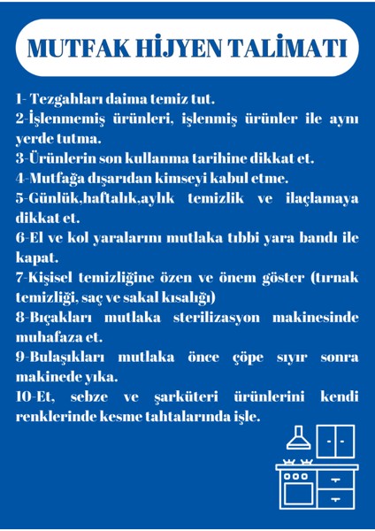 Mutfak Uyarı Levhaları Set
