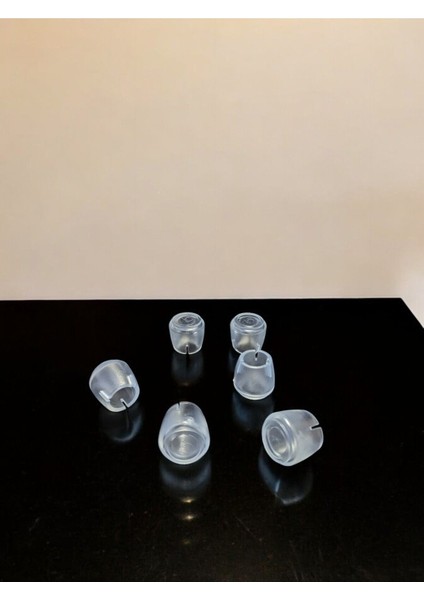 12 Adet Sessiz Tip Sandalye Pabucu Masa Sandalye Zemin Koruyucu 2,5 cm Şeffaf