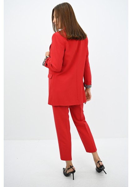 Kadın Leopar Astar Detaylı Ceket Takım 0115-25 indirimleri