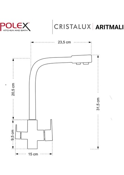 Cristalux Lux Arıtmalı Mutfak Evye Bataryası fiyatları