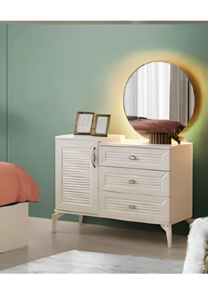 Atina Şifonyer-Makyaj Masası-Işıklı Aynalı-Mdf-Aytaşı-Ücretsiz Nakliye