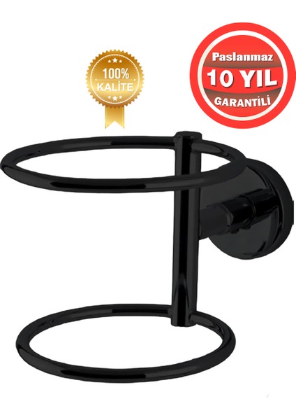 Paslanmaz Pirinç Mat Siyah Fön Askısı Saç Kurutma Makinası Tutacı