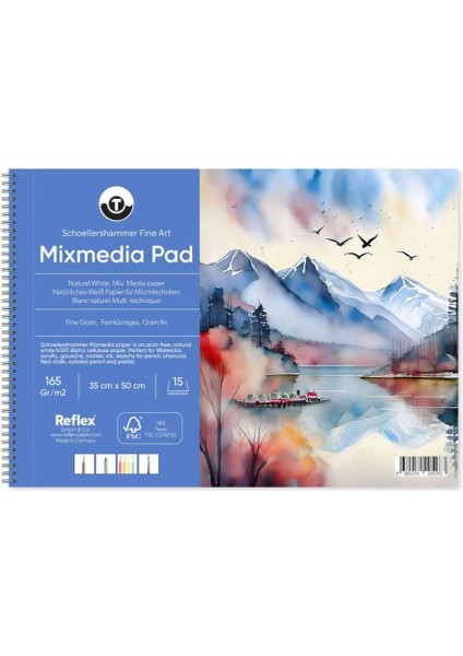 Schoellershammer Mix Media Pad Çok Amaçlı Eskiz Çizim Defteri 165 Gr. 35X50 Cm. 15 Yaprak