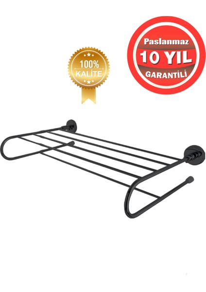 Paslanmaz Pirinç Mat Siyah Dilek 45 cm Mercan Raf Havluluk