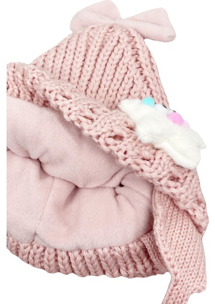 Mix-Yıldız Aksesuarlı Kız Bebek Bere Pudra