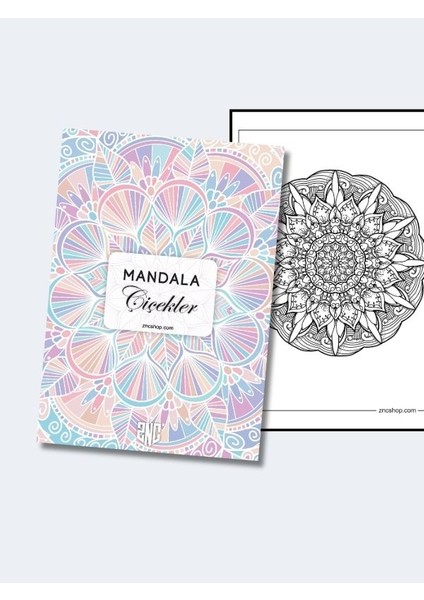 Renkli Mandala Çiçekler Boyama Kitabı – 20 Sayfa Yaratıcılık ve Huzur