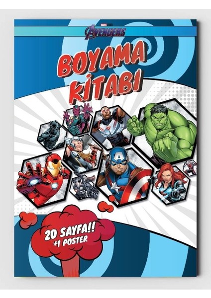 Avengers, Çocuklar Için Boyama Kitabı, (20 Tam Sayfa Resimli Boyama Kitabı) + A4 Poster