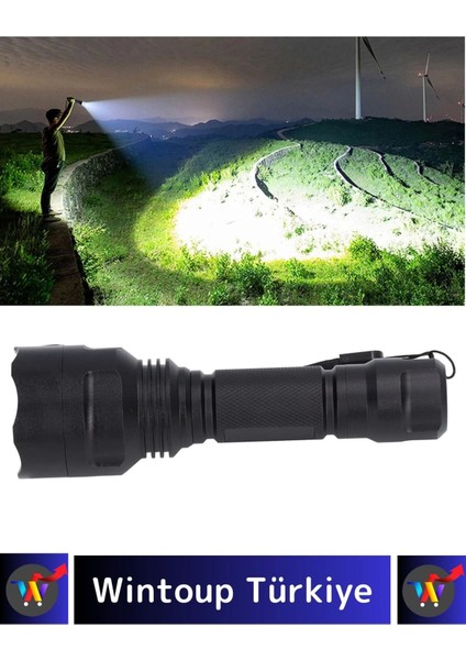 Luxery 250 Metre Yüksek Mesafe Işık Güçlü Beyaz Aydınlatma 600 Lümen Tx6 Şarjlı Özel Avcı El Feneri