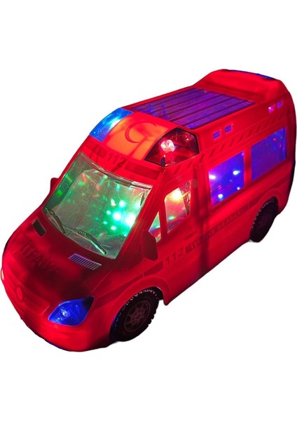 3D Işıklı, Sirenli Çarp Dön Sensörlü Itfaiye Minibüsü 3ditfaiye