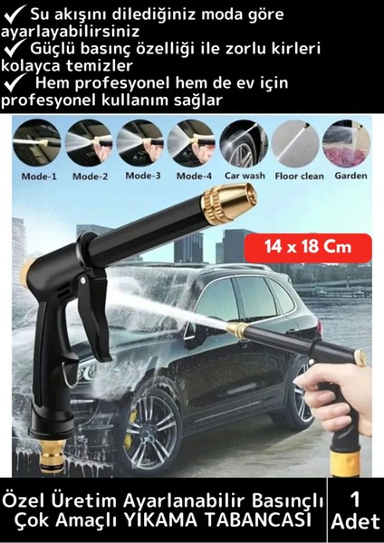 Özel Üretim Ayarlanabilir Başlıklı Güçlü Basınçlı Çok Fonksiyonlu Araba Bahçe Yıkama Tabancası
