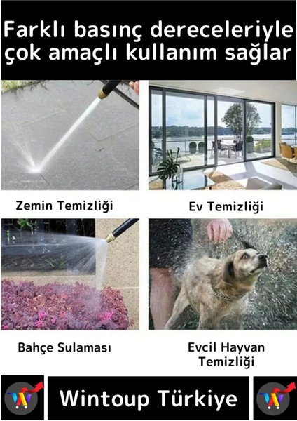 Özel Üretim Ayarlanabilir Başlıklı Güçlü Basınçlı Çok Fonksiyonlu Araba Bahçe Yıkama Tabancası