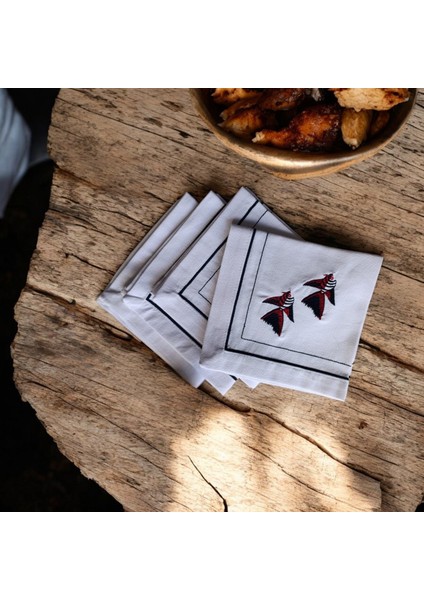 Aşık Balıklar Nakışlı Keten Kumaş Peçete 2 Adet - Dekoratif Servis Peçetesi fiyatları
