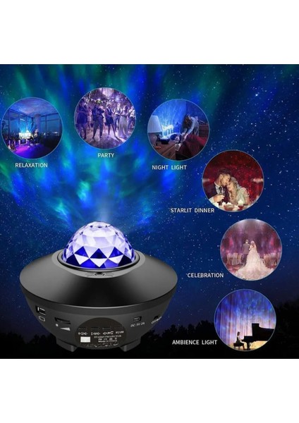 LED Yıldız Galaxy Projektör Gece Yıldızlı Gökyüzü Lamba Dahili Bluetooth Hoparlör Gece Lambası modelleri