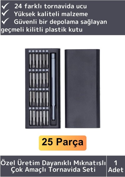 Premium Dayanıklı Mıknatıslı Saat Gözlük Elektronik Taşınabilir Mini Kutulu 25 Parça Tornavida Seti
