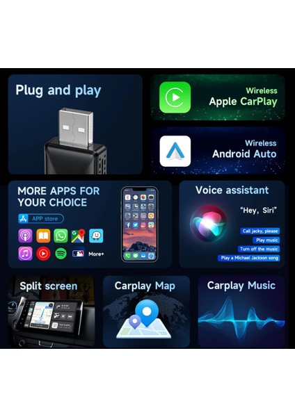 Mini Carplay Usb Araç Adaptörü 2 Yıl Garantili