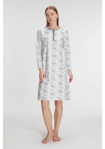 Anıl Pamuklu Uzun Kollu Gecelik