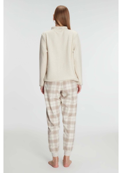Aria's Closet Fermuarlı Uzun Kol Sweatshirt Pantolon Takım Viskon ve Pamuklu Pijama Takımı fiyatları