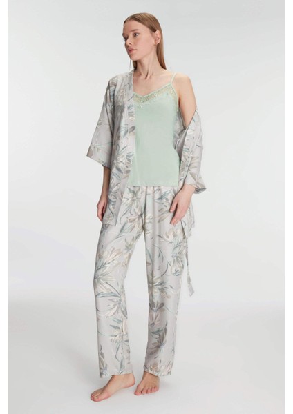 Aria's Closet Sabahlık Atlet ve Pantolon Takım Pamuklu Pijama Set
