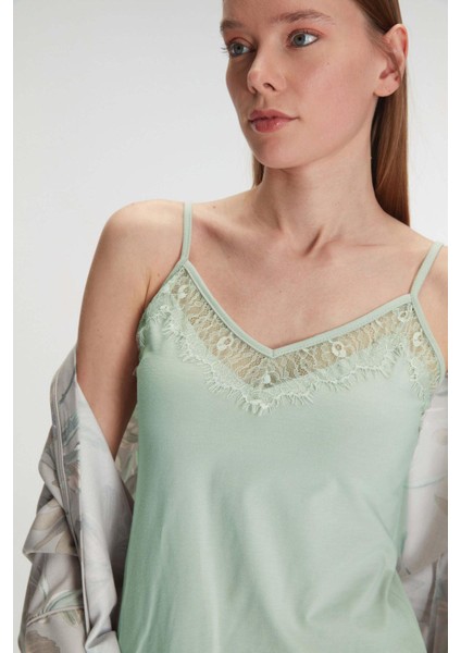 Aria's Closet Sabahlık Atlet ve Pantolon Takım Pamuklu Pijama Set