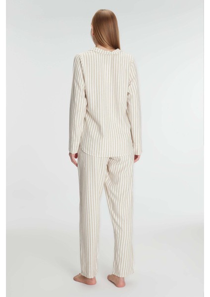 Aria's Closet Uzun Kol Çizgili Gömlek ve Pantolon Takım Pijama Takımı modelleri