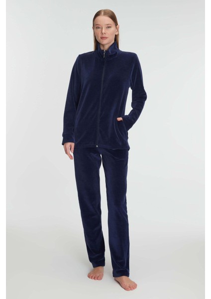Aria's Closet Pamuklu Fermuarlı Sweatshirt Pantolon Pijama Takımı