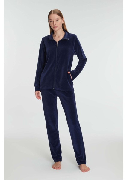 Aria's Closet Pamuklu Fermuarlı Sweatshirt Pantolon Pijama Takımı