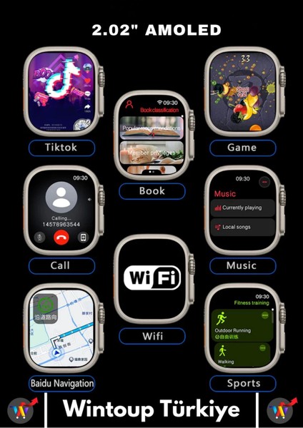 Premium Watch Wifi 3 Hk9/10 Wifi/navigasyon/sms/bildirim/application Destekli 4g Amoled Android Saat