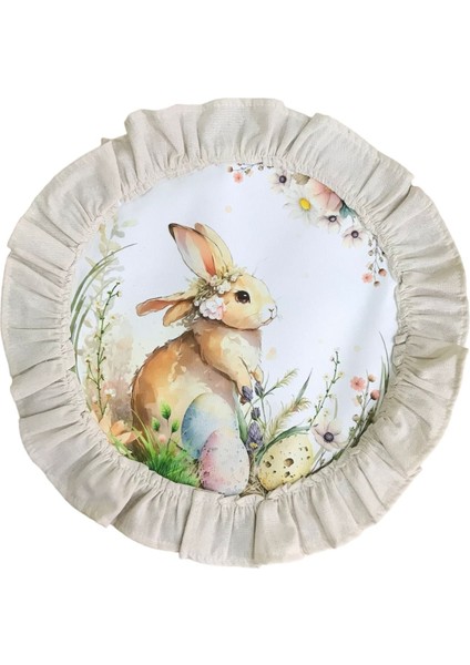 Keten, Bohem, Fırfırlı, Vintage, 4 Adet Yuvarlak Amerikan Servis ve Fırfırlı Runner Tavşan Set fiyatları