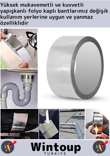 Suya Sıcaklığa Dayanıklı Tamir Soba Boru Yama Alüminyum Yanmaz Folyo Bant 45 mm - 5 mt 3 Ad fiyatları