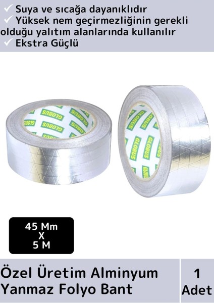 Suya Sıcaklığa Dayanıklı Tamir Soba Boru Yama Alüminyum Yanmaz Folyo Bant 45 mm - 5 mt