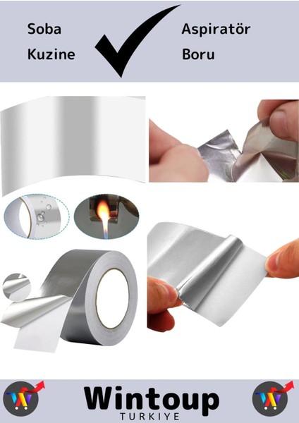 Suya Sıcaklığa Dayanıklı Tamir Soba Boru Yama Alüminyum Yanmaz Folyo Bant 45 mm - 5 mt fırsatları