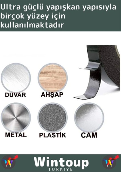 Ultra Güçlü İz Bırakmaz Elastik Yapılı Çift Taraflı 10 mm - 10 Metre Akrilik Köpük Bant 2 Ad