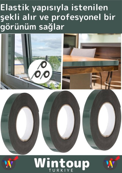 Ultra Güçlü İz Bırakmaz Elastik Yapılı Çift Taraflı 10 mm - 10 Metre Akrilik Köpük Bant 2 Ad
