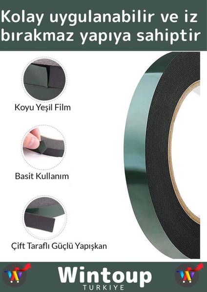 Ultra Güçlü İz Bırakmaz Elastik Yapılı Çift Taraflı 10 mm - 10 Metre Akrilik Köpük Bant 2 Ad