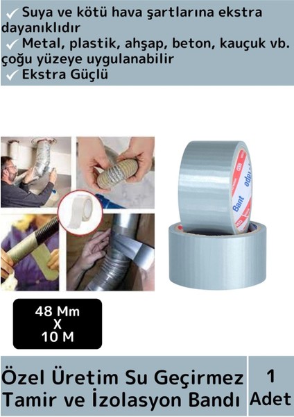 Süper Güçlü Su Geçirmez Sızdırmaz Gri Çok Amaçlı Tamir ve İzolasyon Bandı 48 mm x 10 mt