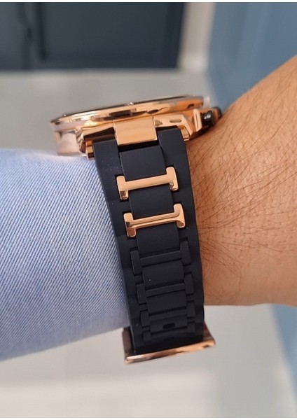 Siyah Silikon Kayışlı Rose Gold Kasa Takvimli Erkek Kol Saati
