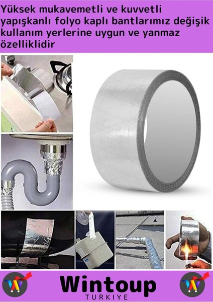 Suya Sıcaklığa Dayanıklı Tamir Soba Boru Yama Alüminyum Yanmaz Folyo Bant 44 mm - 10 mt 3 Ad fiyatları
