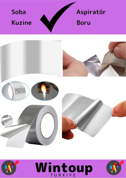 Suya Sıcaklığa Dayanıklı Tamir Soba Boru Yama Alüminyum Yanmaz Folyo Bant 44 mm - 10 mt 3 Ad fırsatları