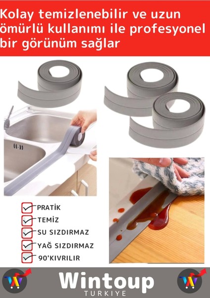 Su Sızdırmaz Ekstra Dayanıklı Pvc Yağ Kenar Küf Önleyici 3.2m Gri İzolasyon Bant 1 Adet fiyatları