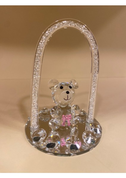 Dekoratif Kristal Obje Pembe Ayıcık