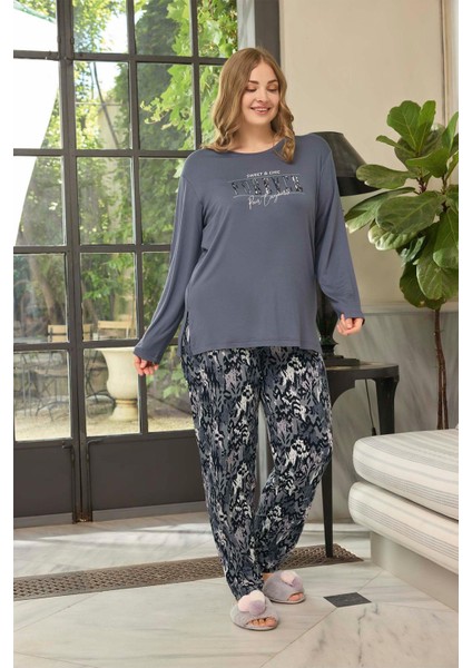 Kadın Inci Büyük Beden Sweet Forever Gri Pijama Takım 0658 fiyatları