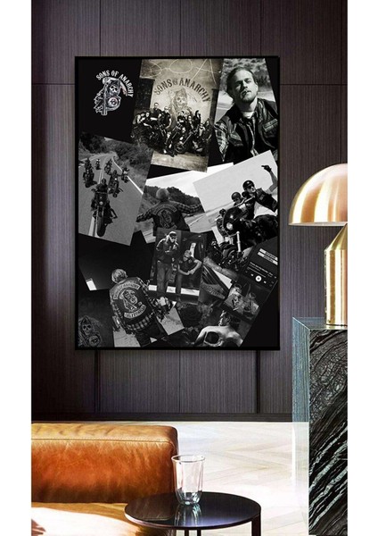 Sons Of Anrchy Temalı Siyah Ahşap Hd Baskı Kanvas Tablo