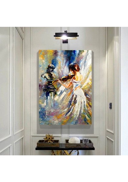 Yağlı Boya Görünümlü Keman Çalan Kız Kanvas Duvar Tablo fırsatları