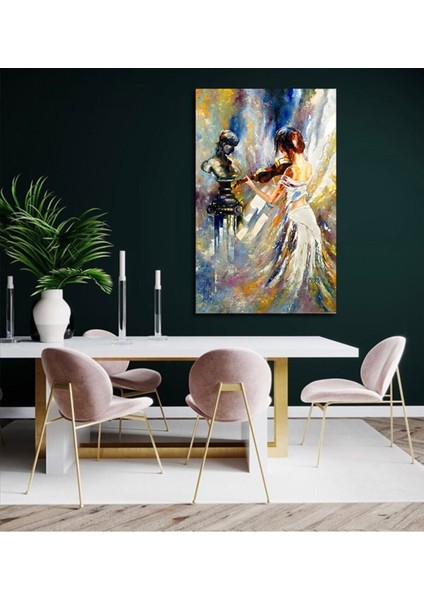 Yağlı Boya Görünümlü Keman Çalan Kız Kanvas Duvar Tablo indirimleri