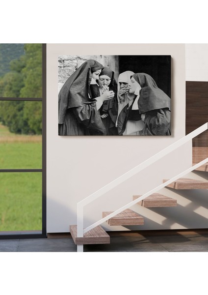 Sigara Içen Rahibeler Vintage Fotoğraf Tablo, Siyah Ve Beyaz Hd Baskı Kanvas Tablo-5376 indirimleri