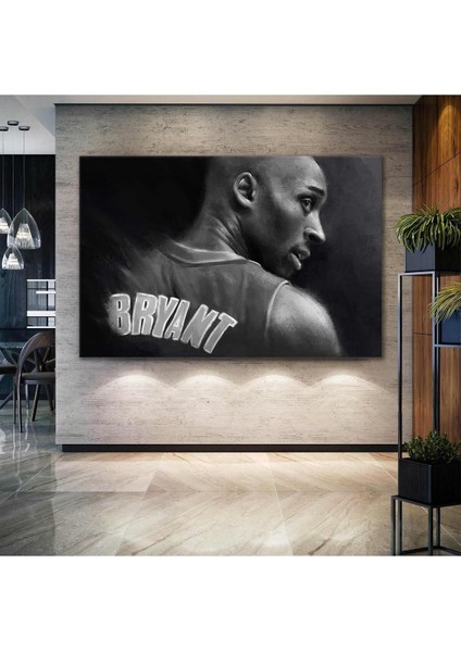 Kobe Bryant Black Mamba Siyah Beyaz Lakers Basketbol Nba Yatay Hd Baskı Kanvas Tablo