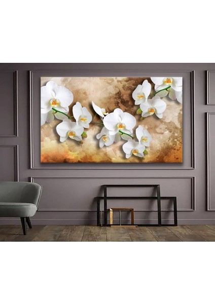 Dekoratif Beyaz Çiçekler Hd Baskı Kanvas Tablo