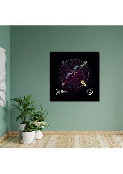 Dekoratif Kare Kanvas Astroloji Ve Burç Tablosu Yay Burcu